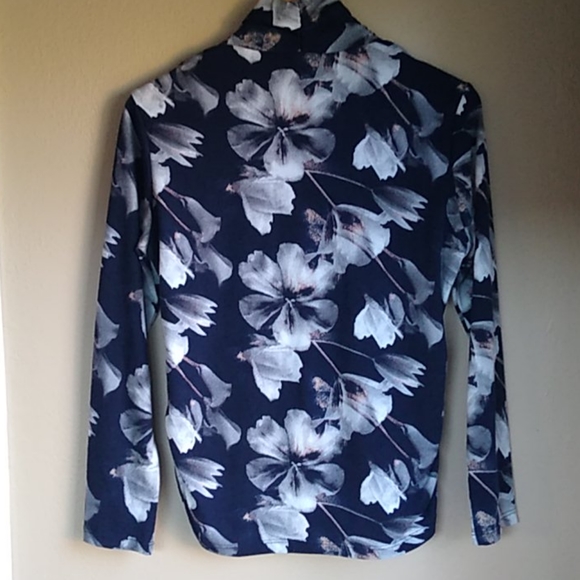 Clara Sun Woo Floral Blue LS Career Blouse Size M - Picture 7 of 7